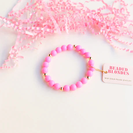 Beaded Blondes | Set of Three | Hot Pink Bubble Bracelet Set - bestdisneylandrvpark