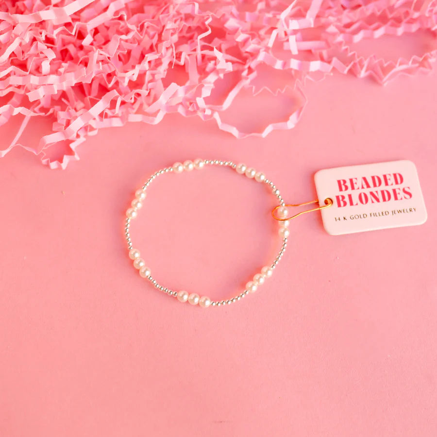 Beaded Blondes | ILY Pearl Bracelet in Silver - bestdisneylandrvpark