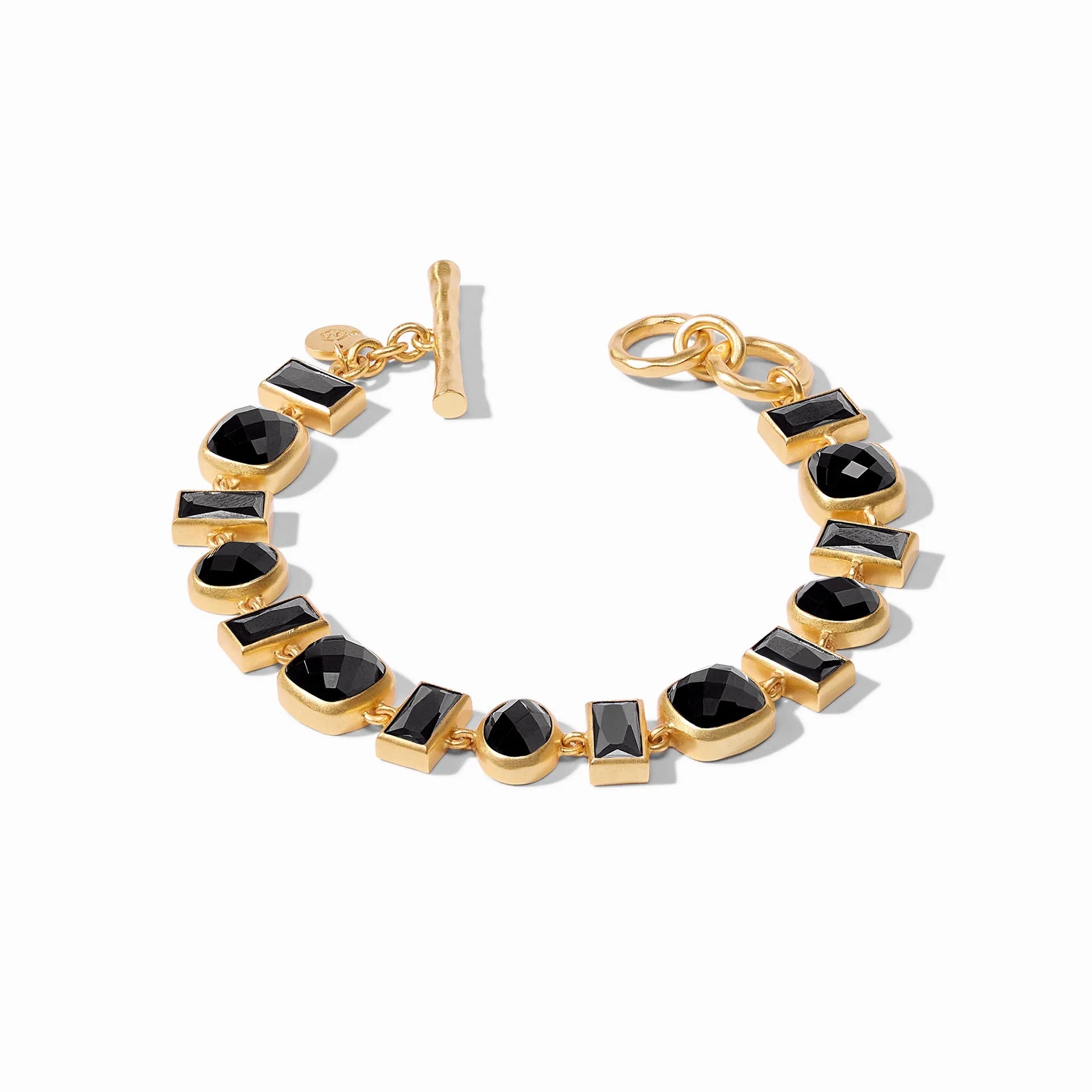 Julie Vos | Antonia Tennis Bracelet with Obsidian Black Crystals in Gold - bestdisneylandrvpark