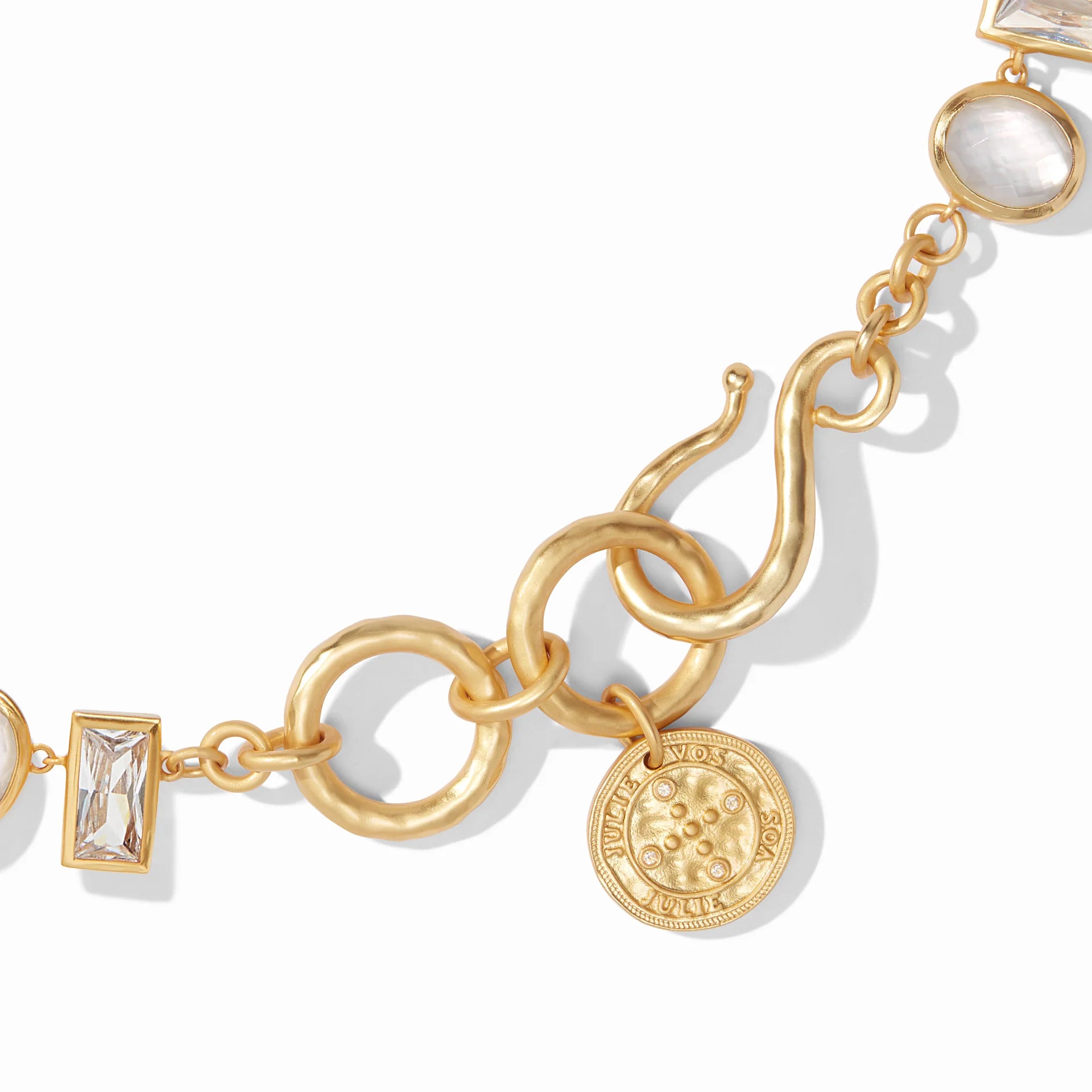 Julie Vos | Antonia Tennis Necklace with Iridescent Clear Crystals in Gold - bestdisneylandrvpark