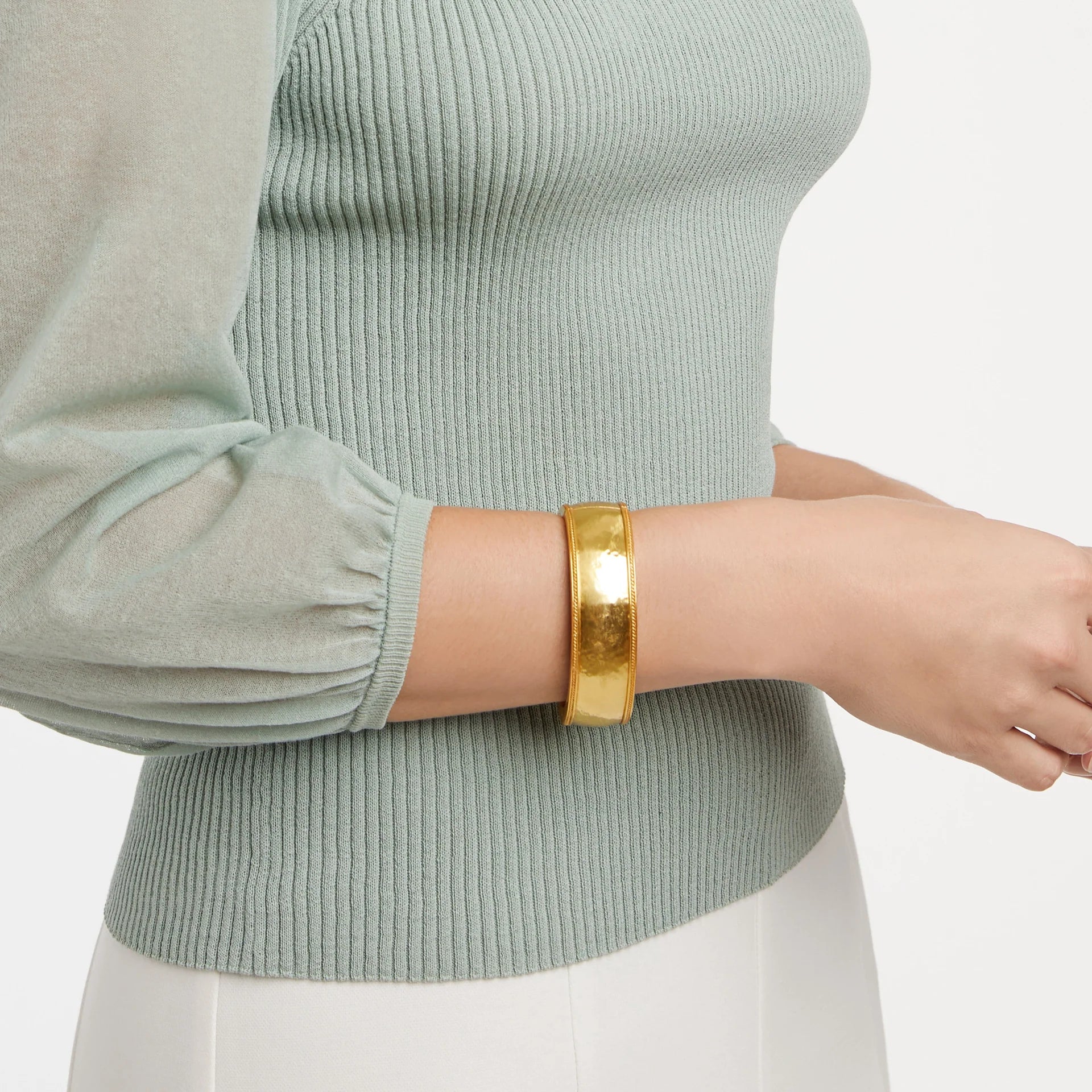 Julie Vos | Cannes Statement Hinge Bangle in Gold - bestdisneylandrvpark