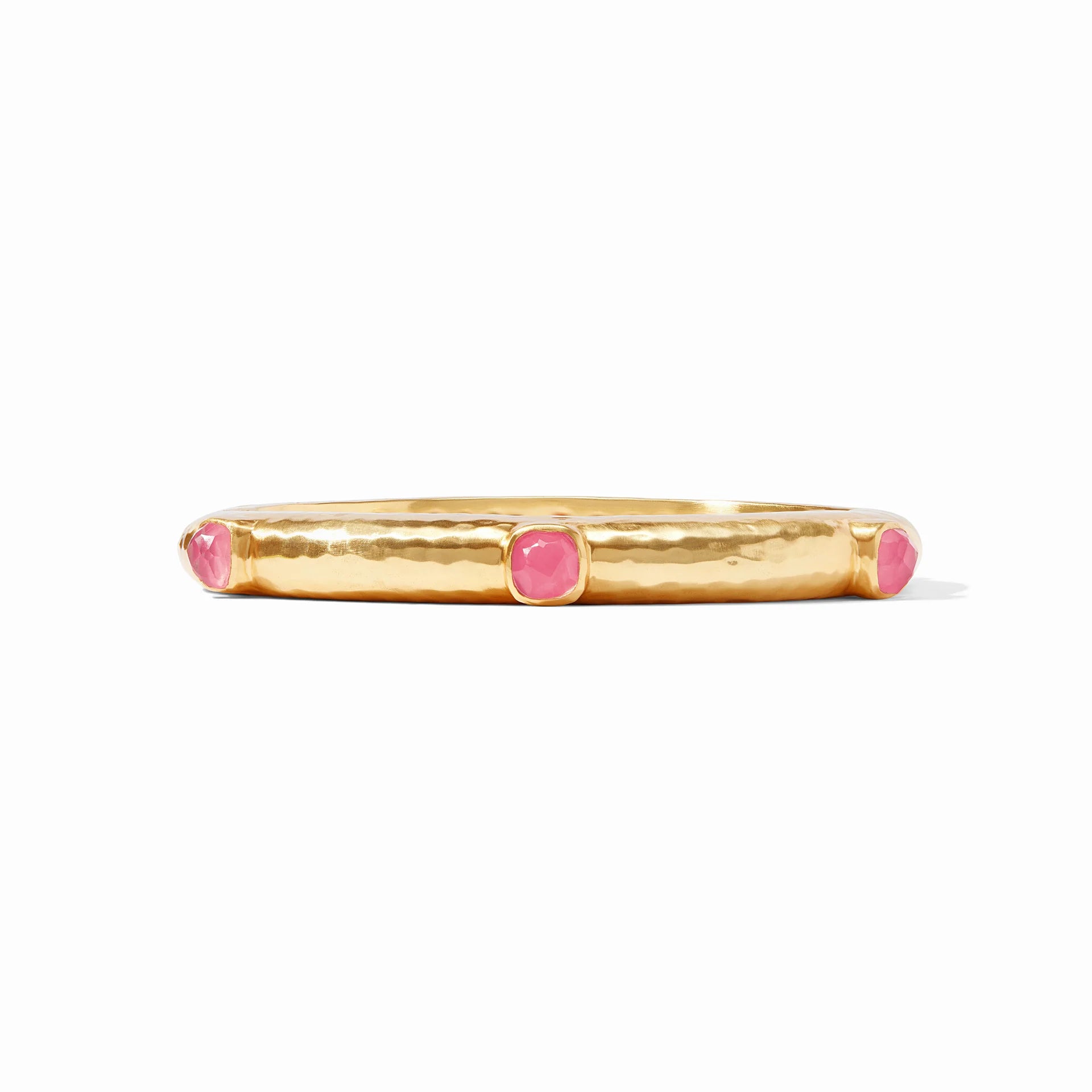 Julie Vos | Catalina Hinge Bangle with Peony Pink Crystals in Gold - bestdisneylandrvpark