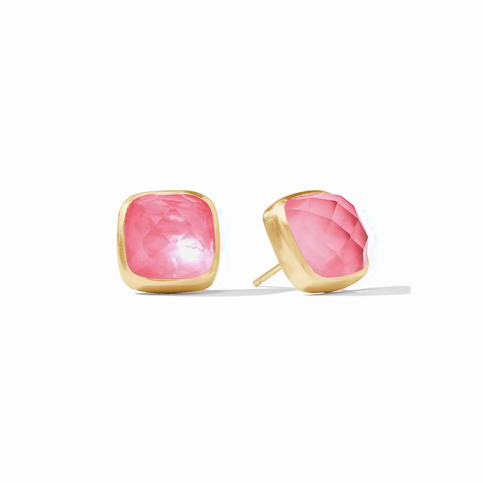 Julie Vos | Catalina Stud Earrings with Peony Pink Crystals in Gold - bestdisneylandrvpark