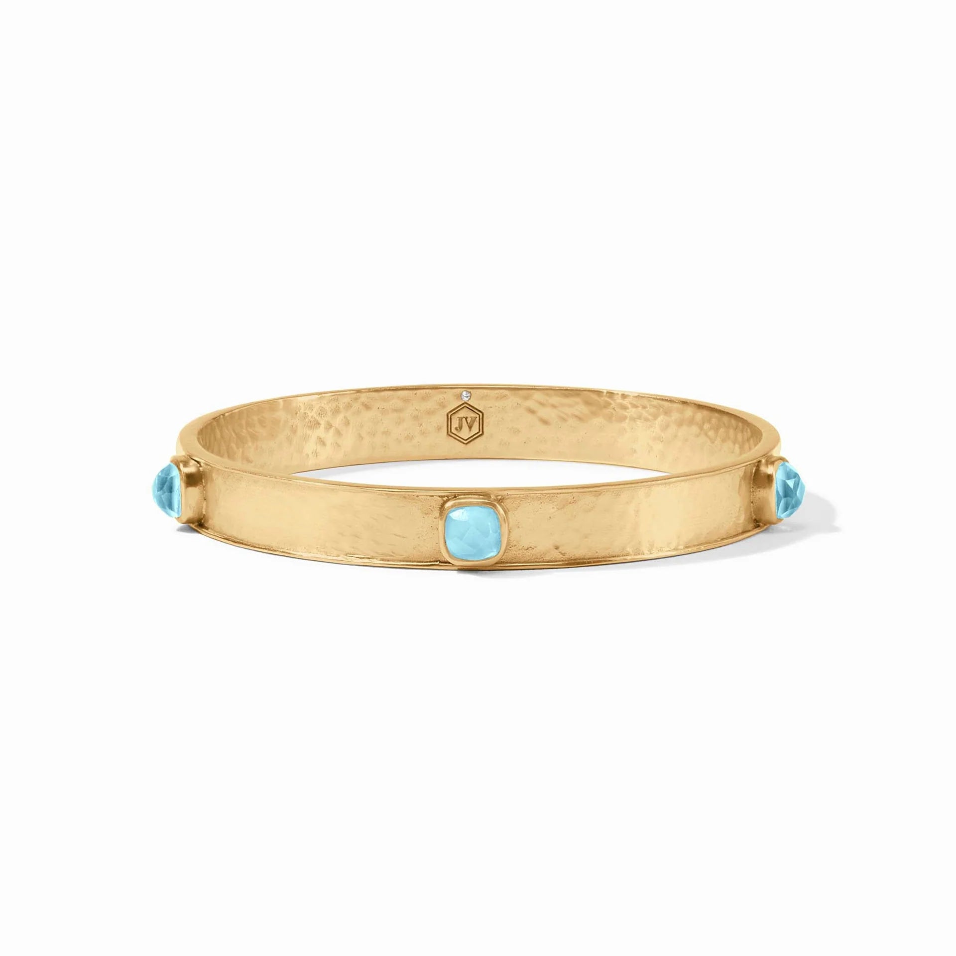 Julie Vos | Catalina Stone Bangle with Iridescent Capri Blue Stones in Gold - bestdisneylandrvpark