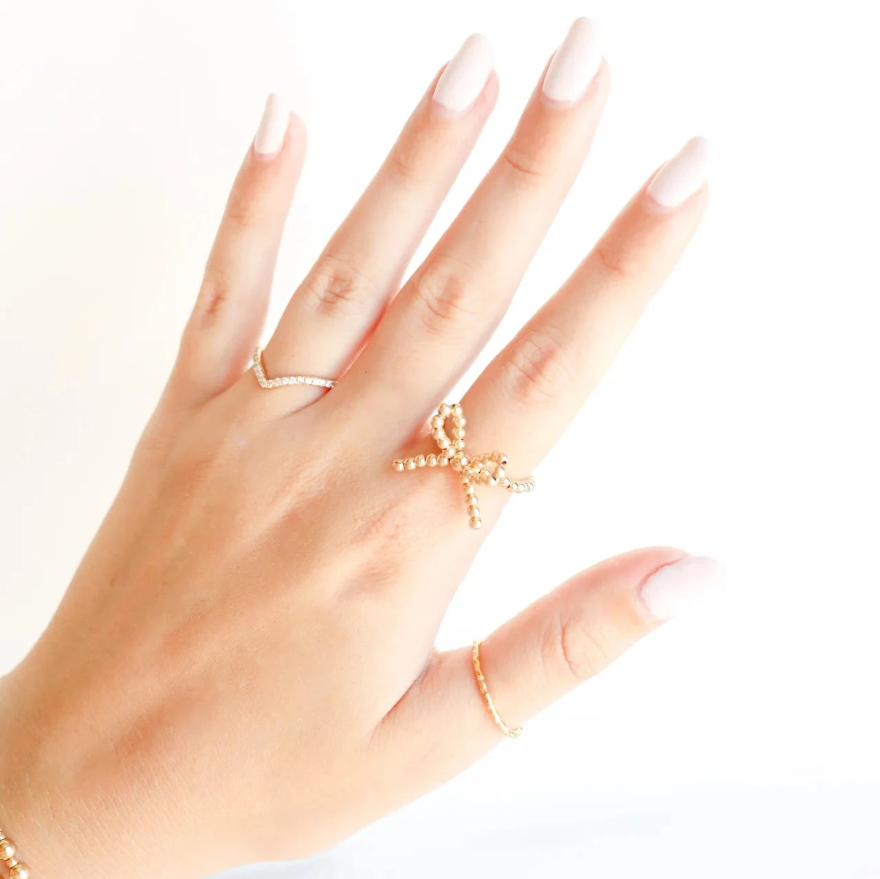 Beaded Blondes | Gold Beaded Bow Ring