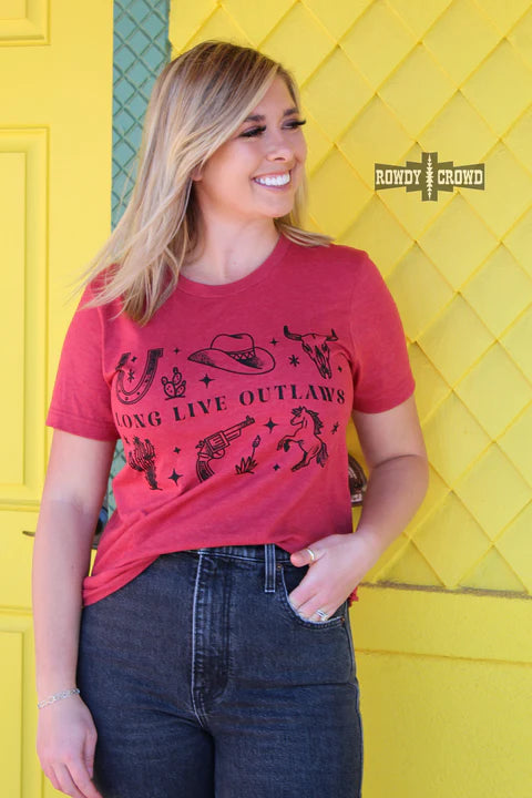 Online Exclusive | Long Live Outlaws Short Sleeve Graphic Tee in Red - bestdisneylandrvpark