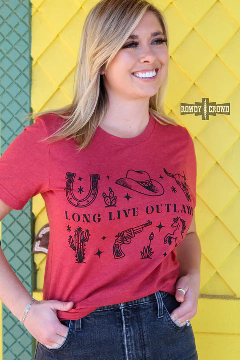 Online Exclusive | Long Live Outlaws Short Sleeve Graphic Tee in Red - bestdisneylandrvpark