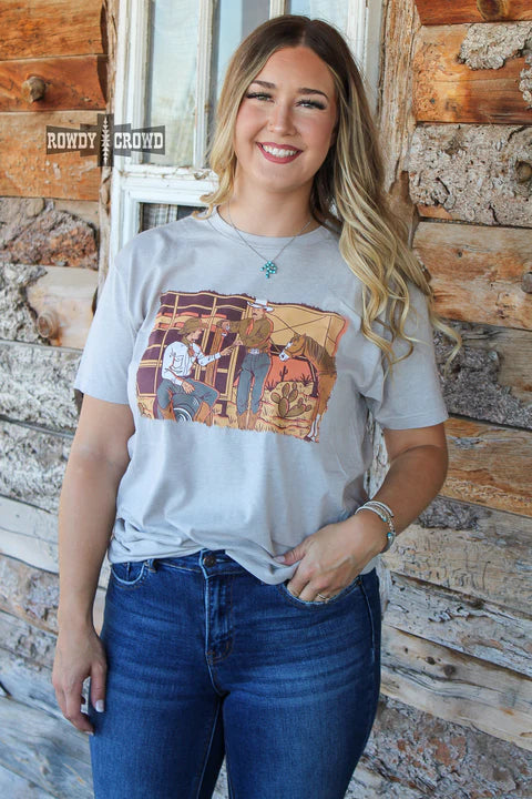 Online Exclusive | Like A Cowboy Short Sleeve Graphic Tee in Cream - bestdisneylandrvpark