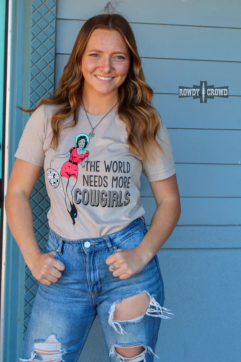 Online Exclusive | More Cowgirls Short Sleeve Graphic Tee in Tan - bestdisneylandrvpark