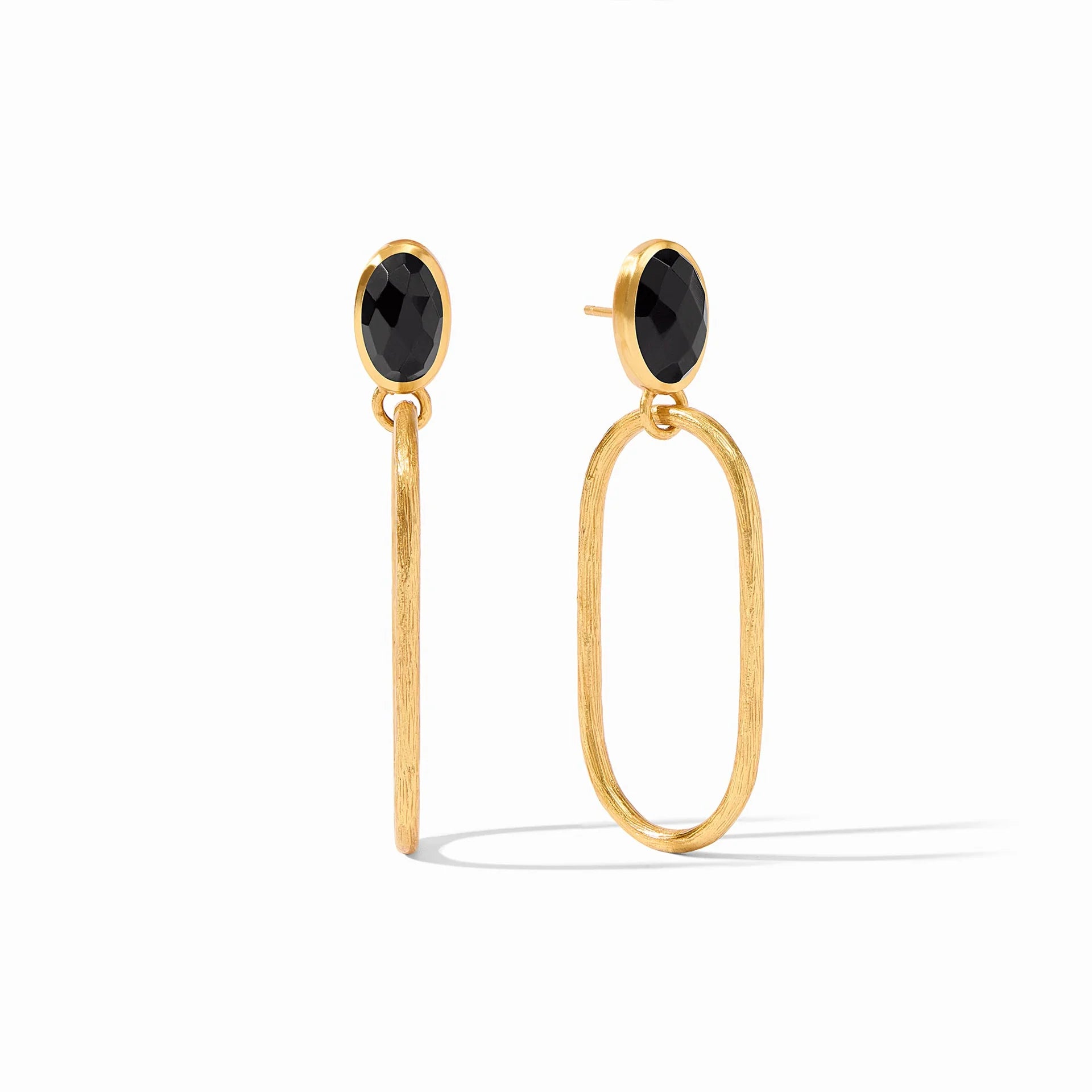 Julie Vos | Ivy Statement Earrings with Obsidian Black Crystals in Gold - bestdisneylandrvpark