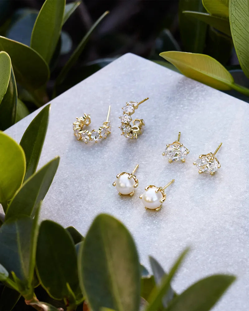 Kendra Scott | Cailin Gold Crystal Stud Earrings in White Crystal - bestdisneylandrvpark