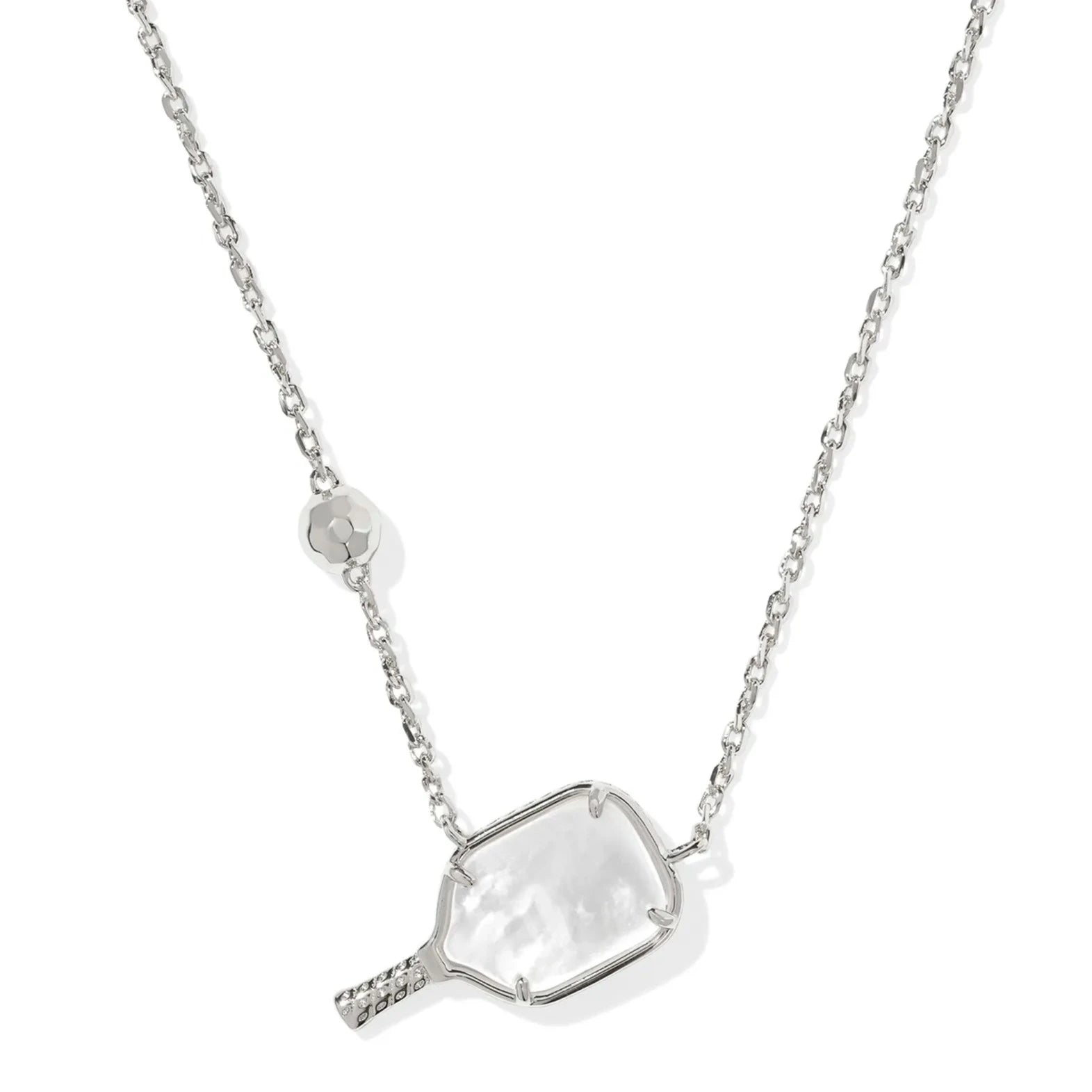 Kendra Scott | Pickleball Silver Short Pendant Necklace in Ivory Mother-of-Pearl