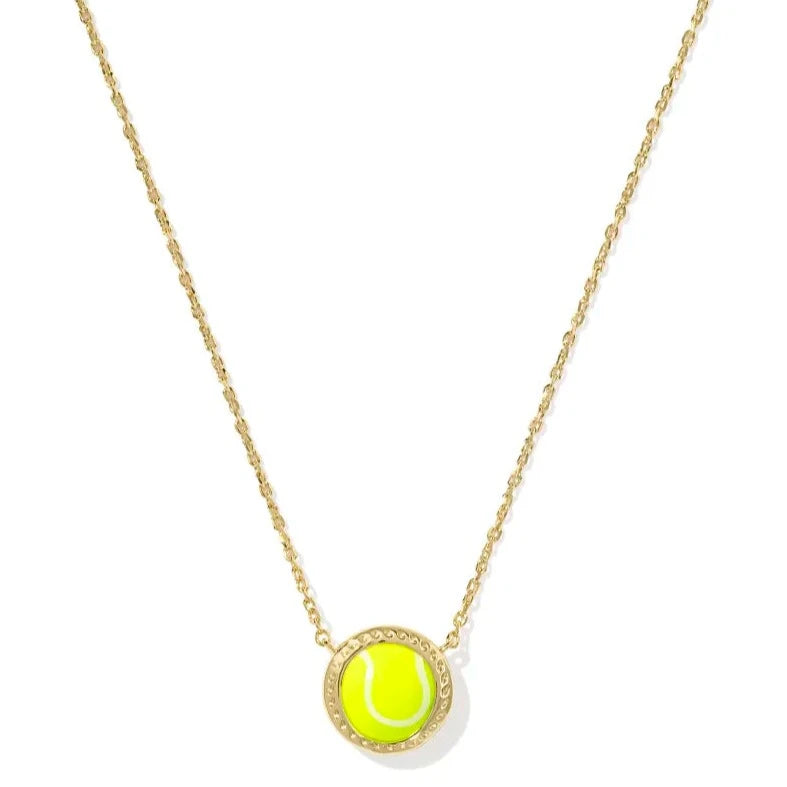 Kendra Scott | Tennis Gold Short Pendant Necklace in Chartreuse Magnesite