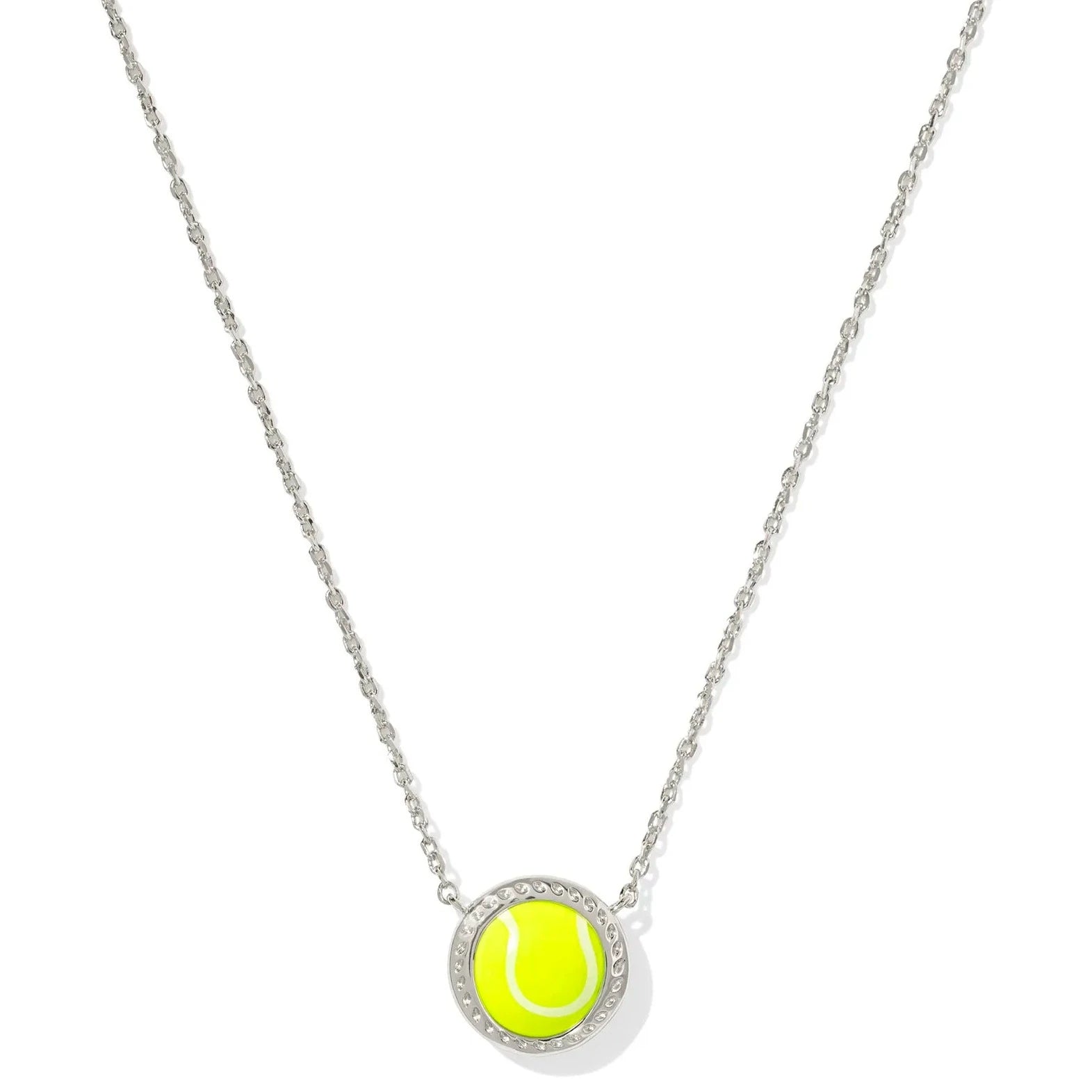 Kendra Scott | Tennis Silver Short Pendant Necklace in Chartreuse Magnesite