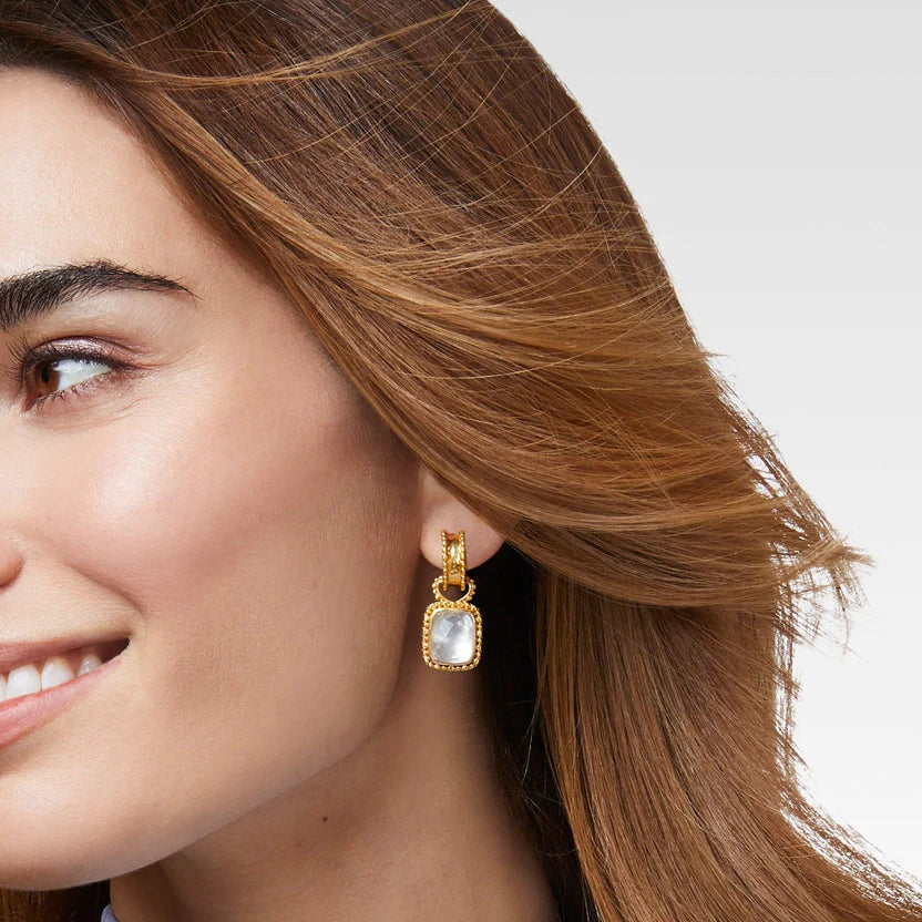 Julie Vos | Marbella Gold Hoop Earrings & Charm in Iridescent Clear - bestdisneylandrvpark