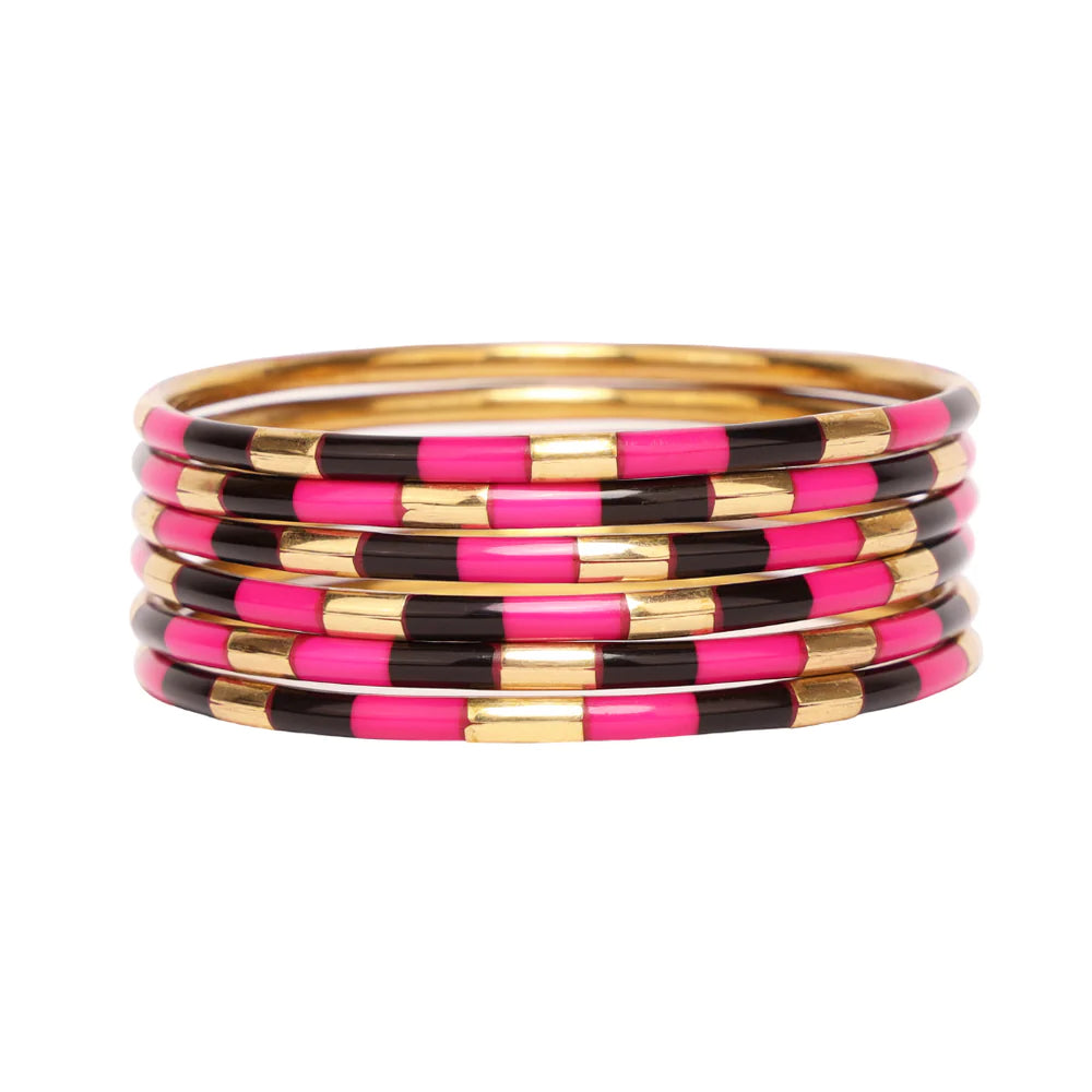 BuDhaGirl | Set of Six | Veda X Bangles in Pink and Black - bestdisneylandrvpark