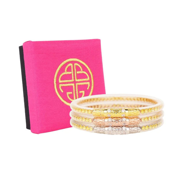 BuDhaGirl | Set of Three | Three Queens All Weather Bangles in Yellow Rose - bestdisneylandrvpark