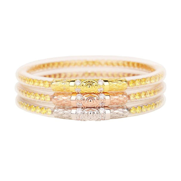 BuDhaGirl | Set of Three | Three Queens All Weather Bangles in Yellow Rose - bestdisneylandrvpark