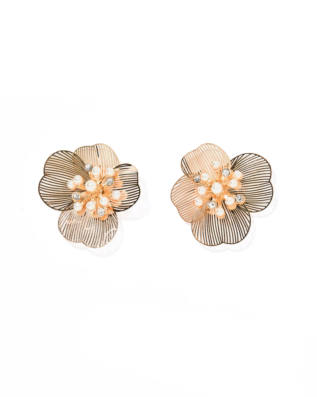 Linny Co | Vanessa Flower Stud Earrings in Gold