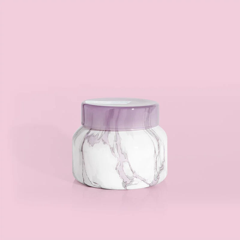 Capri Blue | 8 oz. Marble Petite Jar Candle in Amethyst | Aloha Orchid - bestdisneylandrvpark