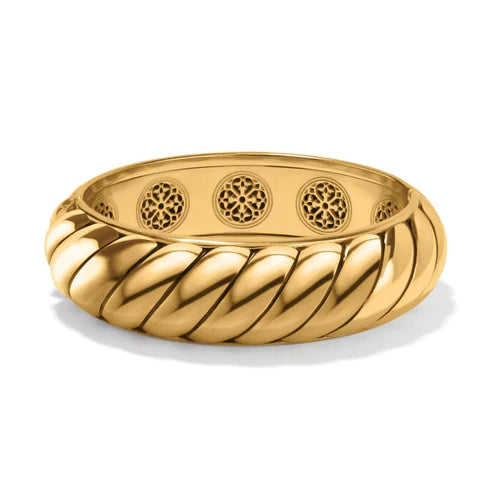 Brighton | Athena Scalloped Hinged Bangle in Gold Tone - bestdisneylandrvpark