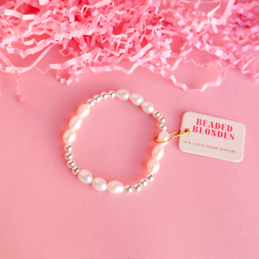 Beaded Blondes | Willow Pearl Bracelet in Silver - bestdisneylandrvpark