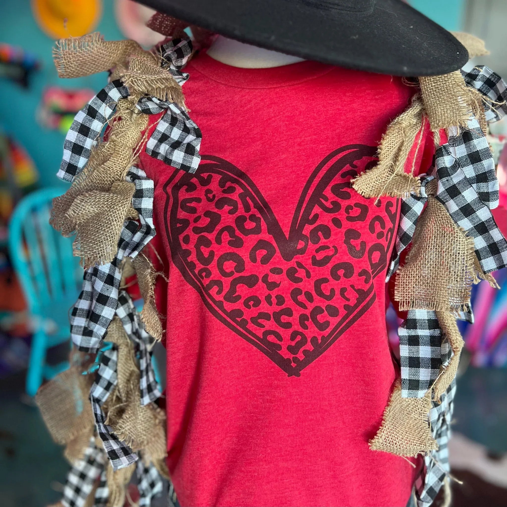 Online Exclusive | Leopard Print Heart Short Sleeve Graphic Tee in Heather Red - bestdisneylandrvpark