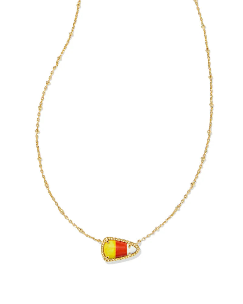 Kendra Scott | Candy Corn Gold Short Pendant Necklace in Candy Corn Magnesite