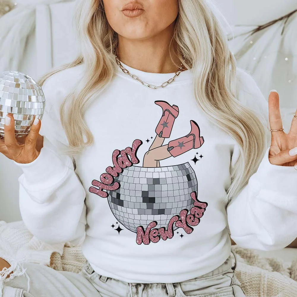 Online Exclusive | Disco Ball New Year Graphic Sweatshirt in White - bestdisneylandrvpark