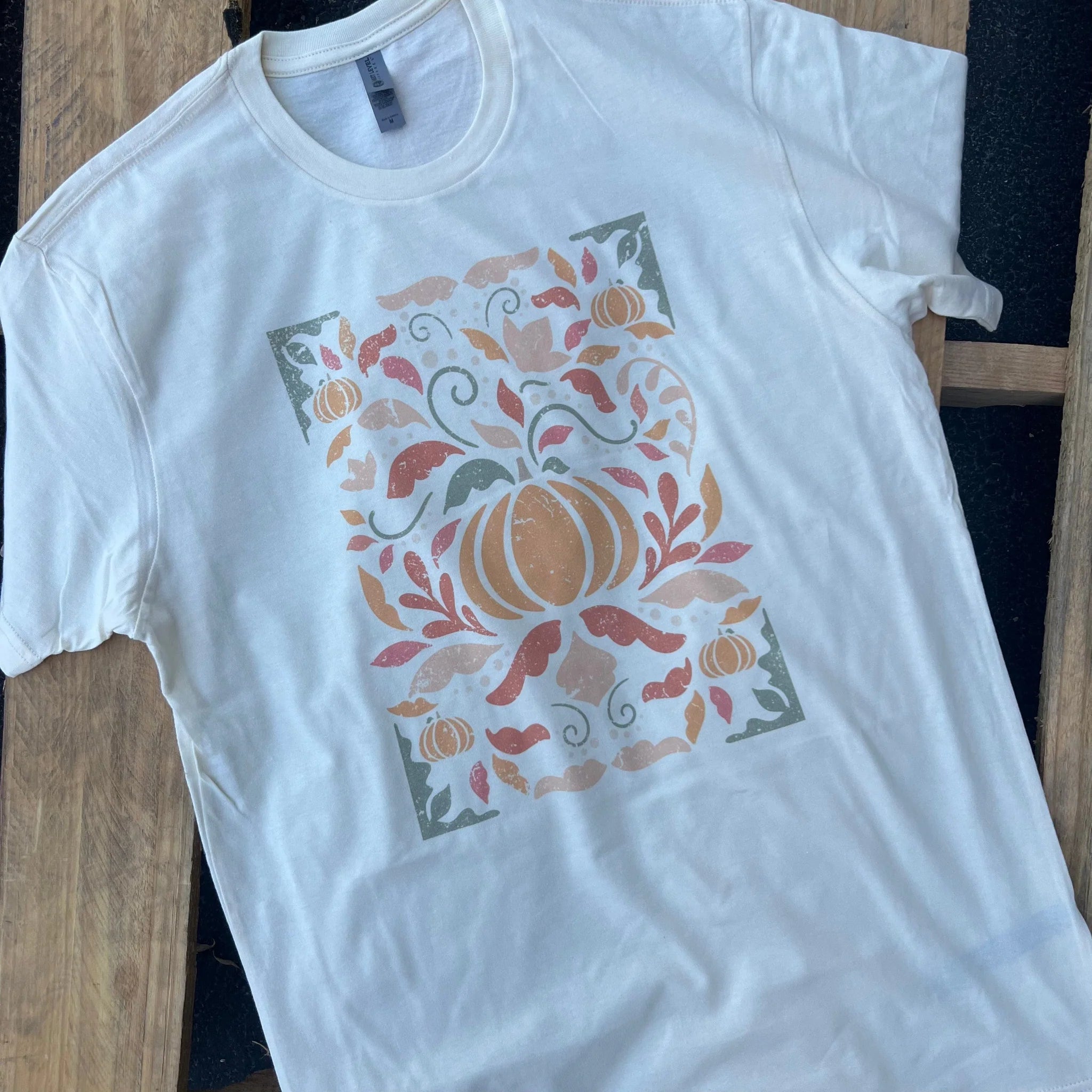 Online Exclusive | Fall Floral Art Short Sleeve Graphic Tee in White - bestdisneylandrvpark