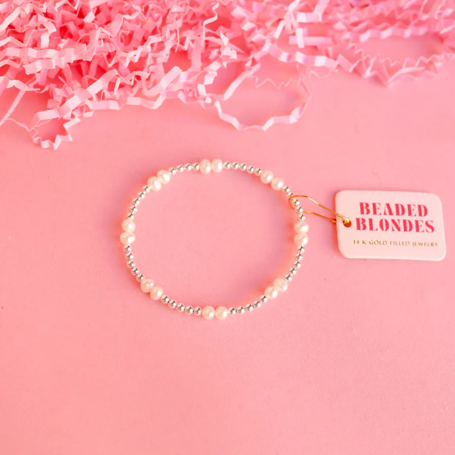 Beaded Blondes | Coastal Pearl Bracelet in Silver - bestdisneylandrvpark