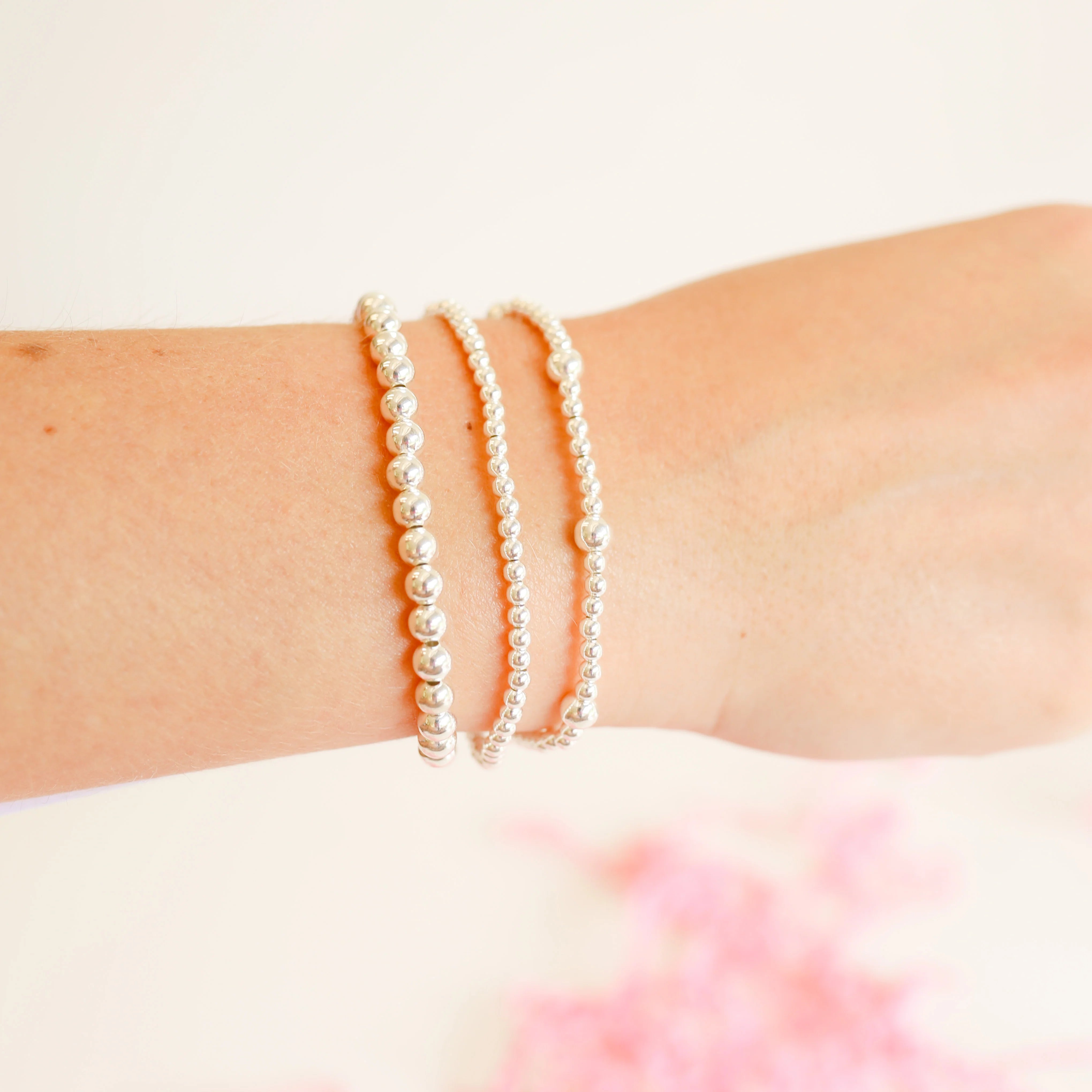 Beaded Blondes | Set of Three | Everyday Bracelet Stack in Silver - bestdisneylandrvpark