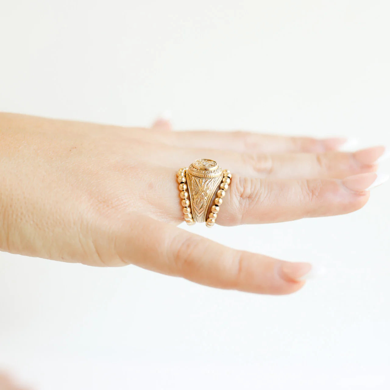 Beaded Blondes | Lauren 3MM Beaded Band Ring in Gold - bestdisneylandrvpark