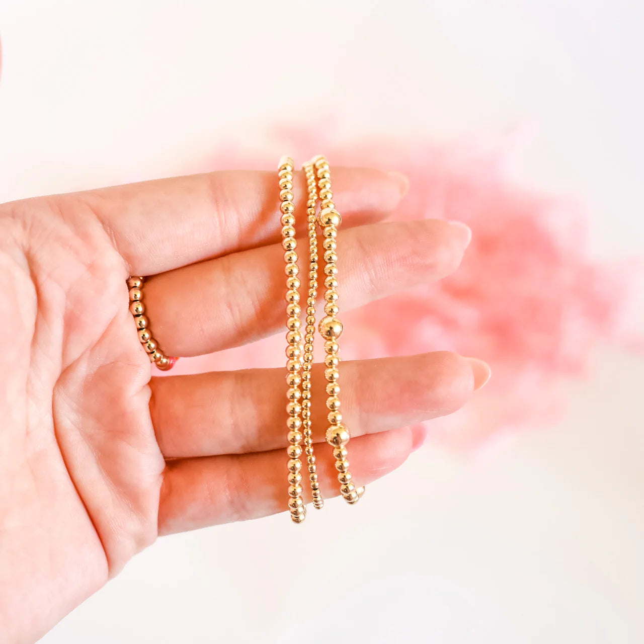 Beaded Blondes | Set of Three | Dainty Everyday Bracelet Stack in Gold - bestdisneylandrvpark