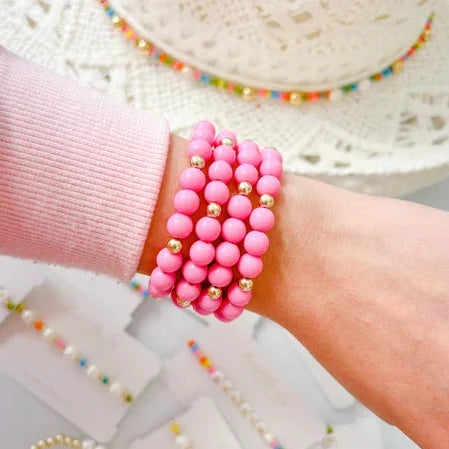 Beaded Blondes | Set of Three | Hot Pink Bubble Bracelet Set - bestdisneylandrvpark