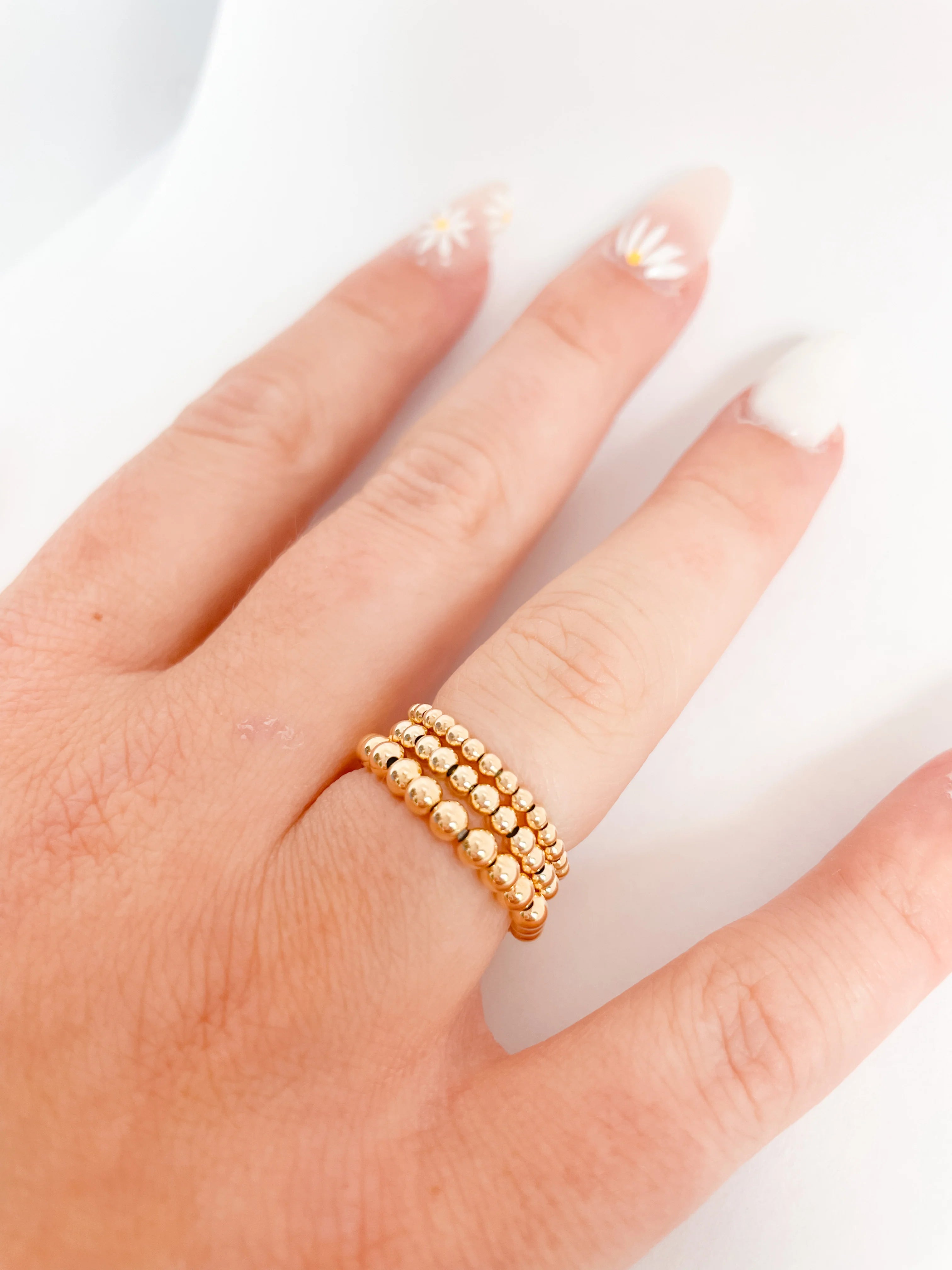 Beaded Blondes | Lauren 3MM Beaded Band Ring in Gold - bestdisneylandrvpark