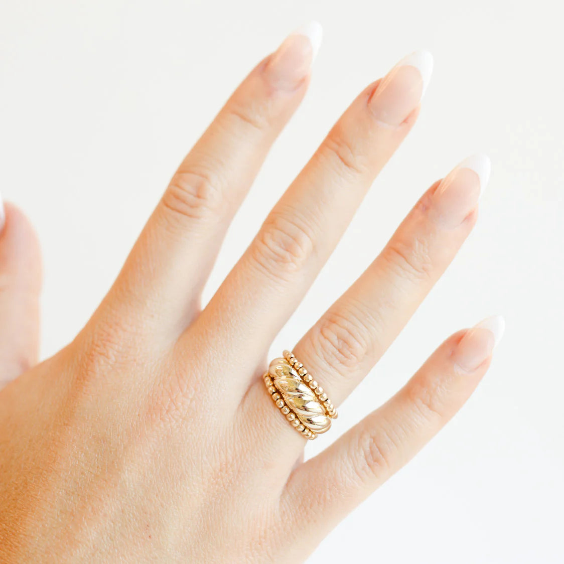 Beaded Blondes | Lexi 2MM Beaded Band Ring in Gold - bestdisneylandrvpark