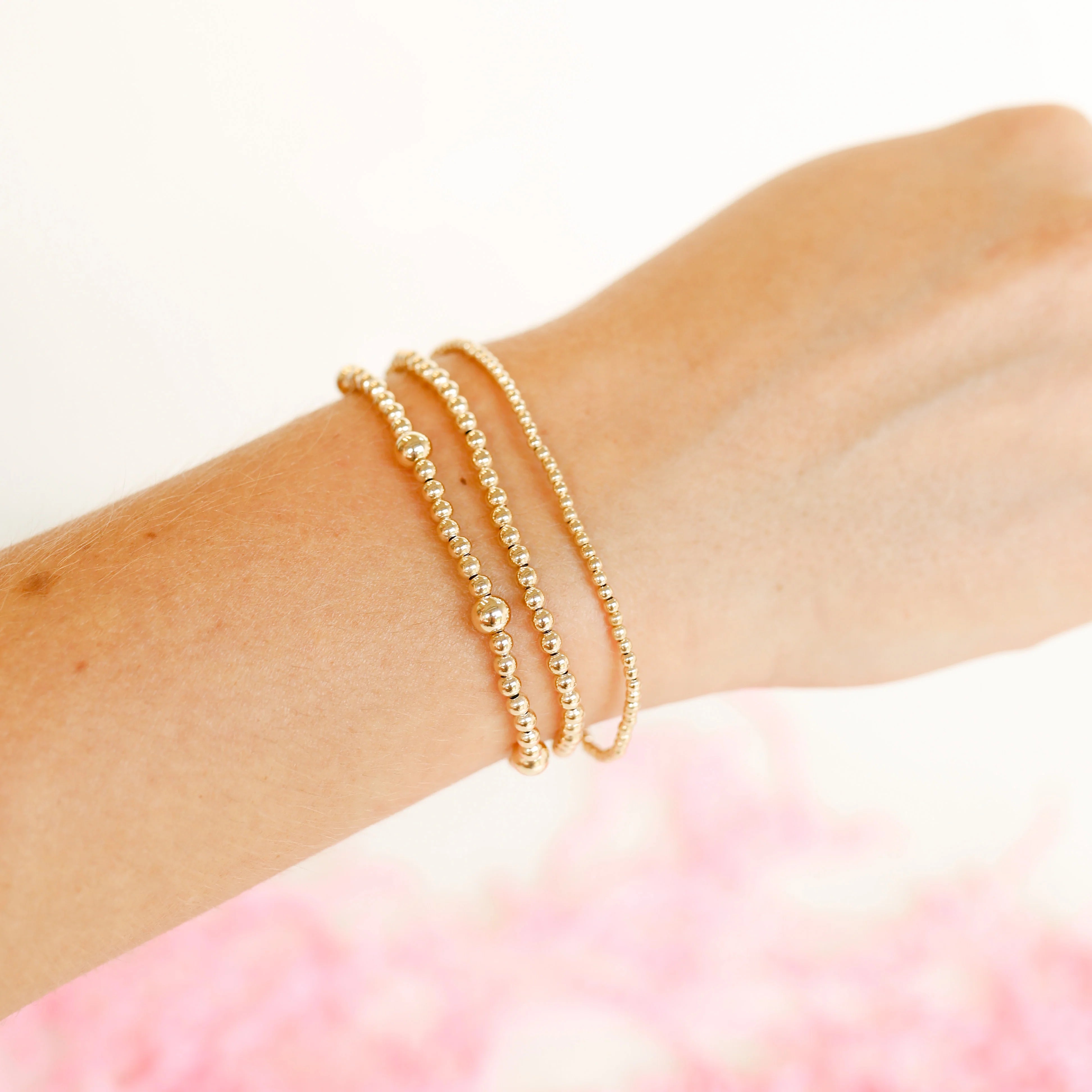 Beaded Blondes | Set of Three | Dainty Everyday Bracelet Stack in Gold - bestdisneylandrvpark