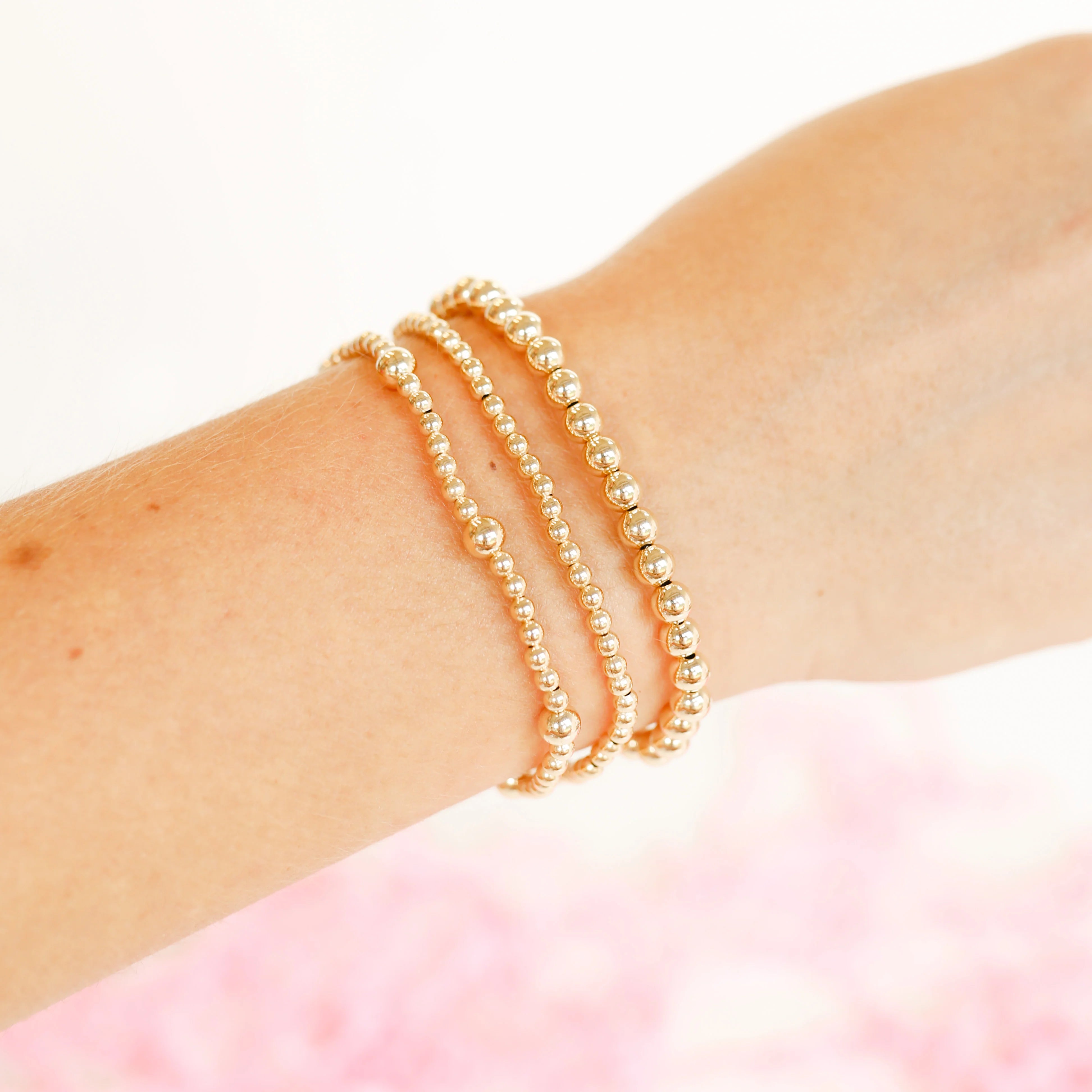 Beaded Blondes | Set of Three | Everyday Bracelet Stack in Gold - bestdisneylandrvpark