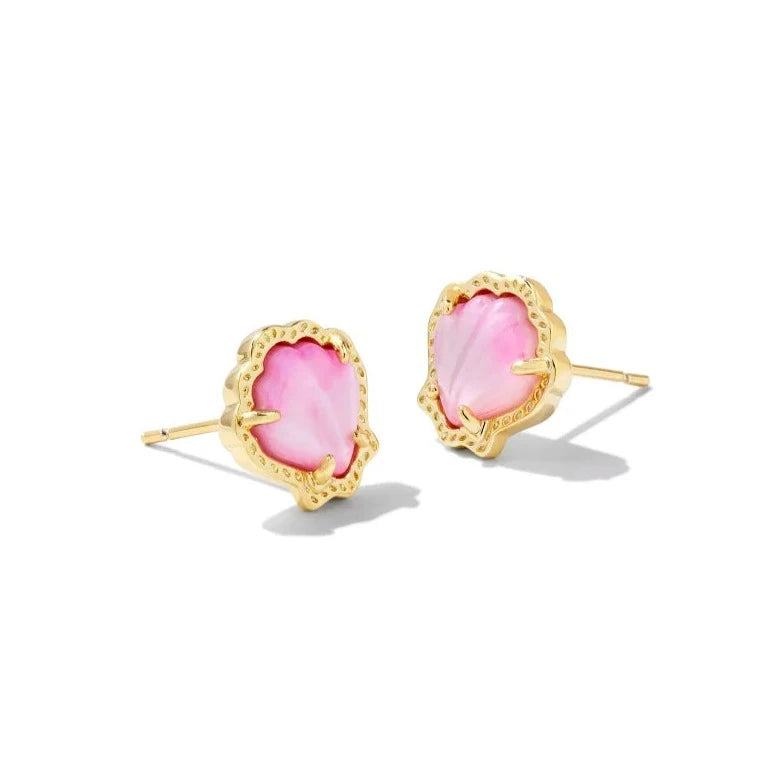 Kendra Scott | Brynne Gold Shell Stud Earrings in Blush Ivory Mother of Pearl - bestdisneylandrvpark