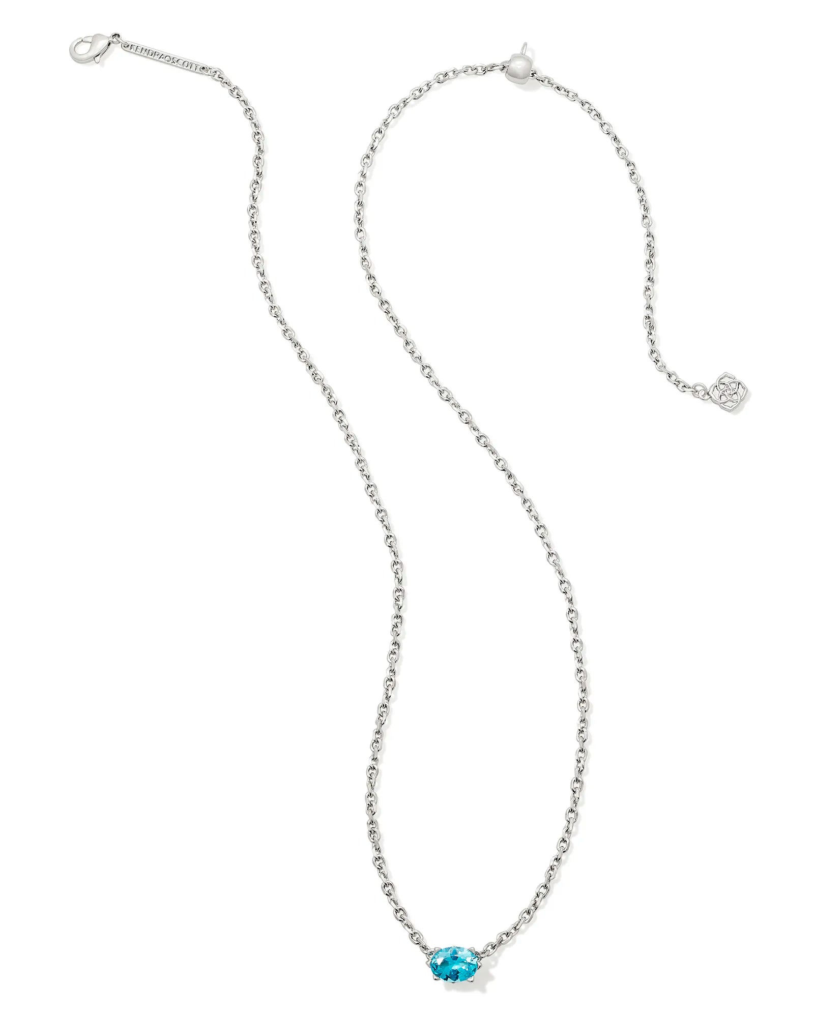 Kendra Scott | Cailin Silver Pendant Necklace in Aqua Crystal