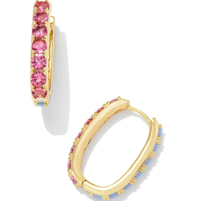 Kendra Scott | Chandler Gold Hoop Earrings in Pink Blue Mix