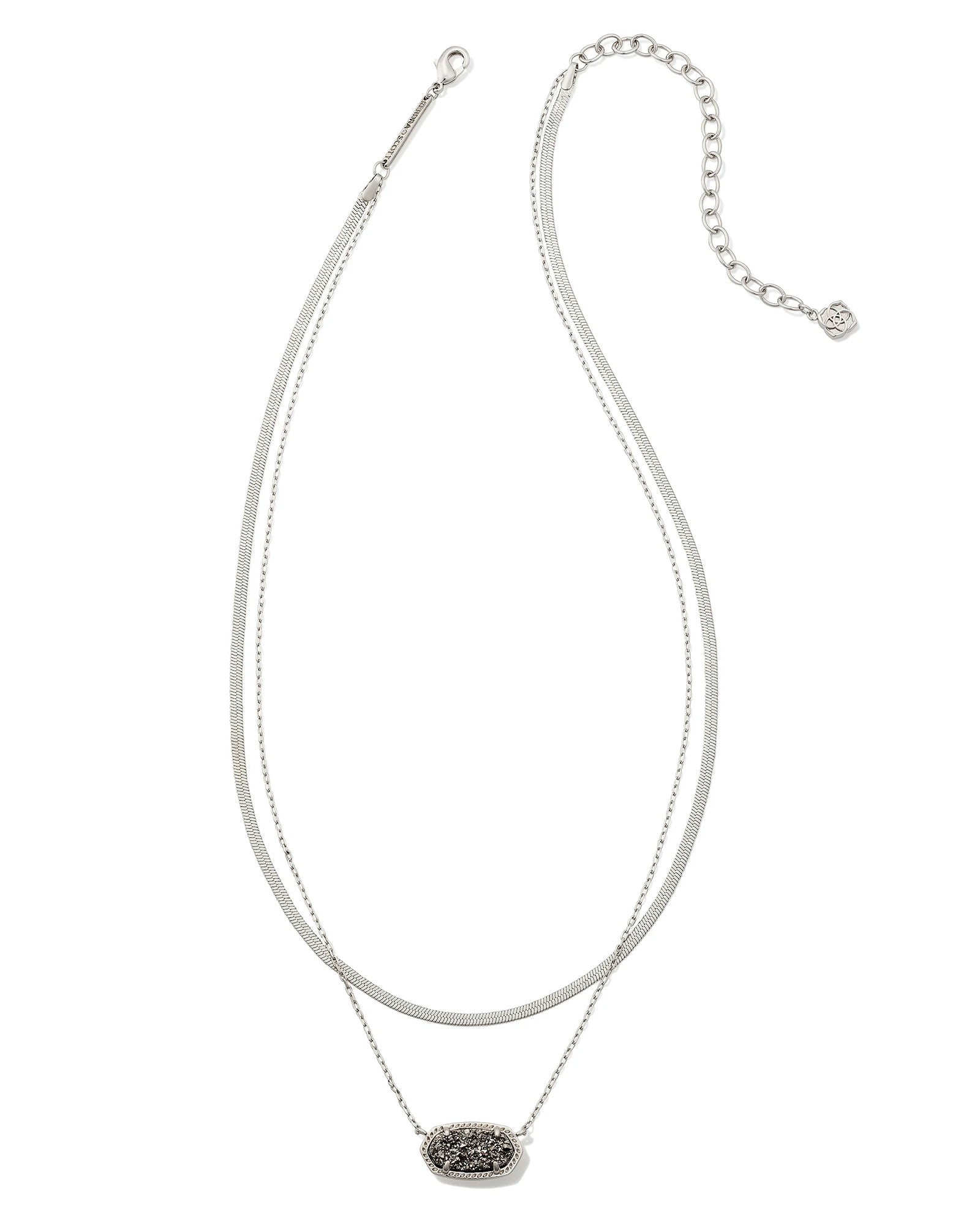 Kendra Scott | Elisa Herringbone Silver Multi Strand Necklace in Platinum Drusy - bestdisneylandrvpark