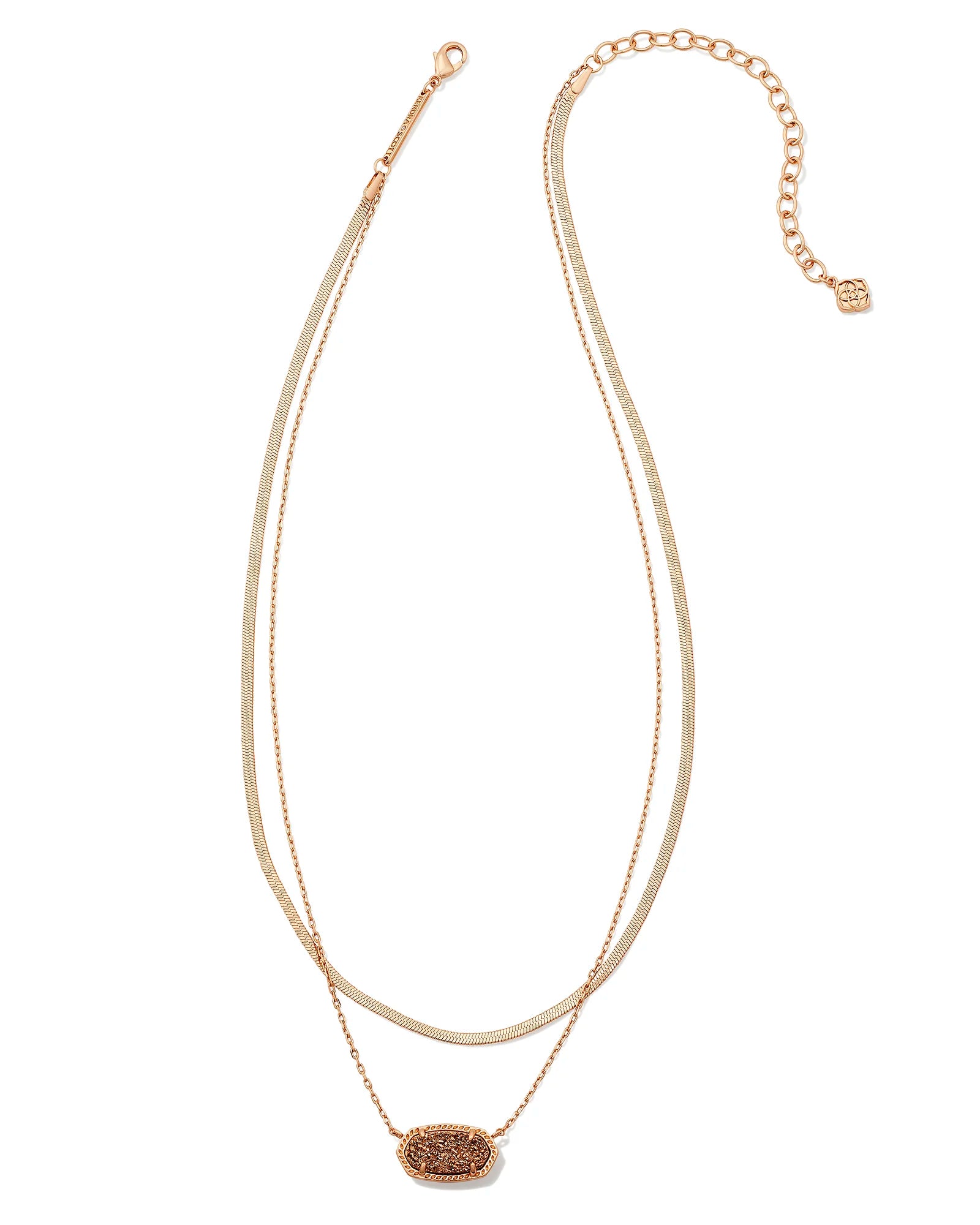 Kendra Scott | Elisa Herringbone Rose Gold Multi Strand Necklace in Rose Gold Drusy - bestdisneylandrvpark