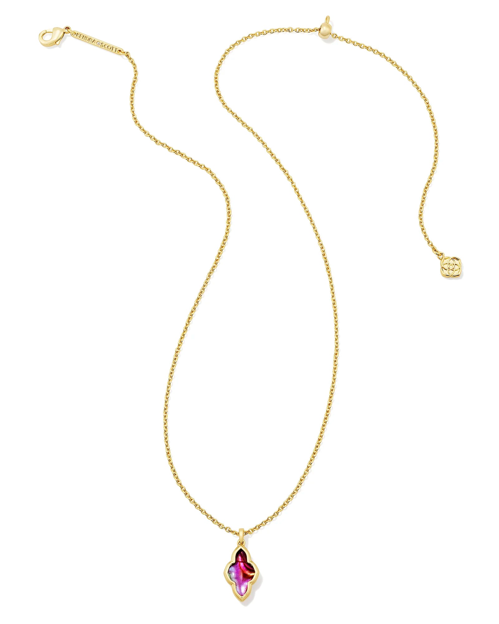 Kendra Scott | Framed Abbie Gold Short Pendant Necklace in Light Burgundy Illusion - bestdisneylandrvpark