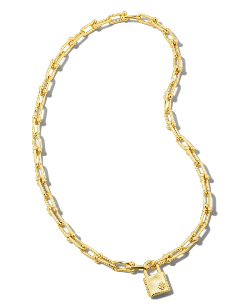 Kendra Scott | Jess Lock Chain Necklace in Gold - bestdisneylandrvpark