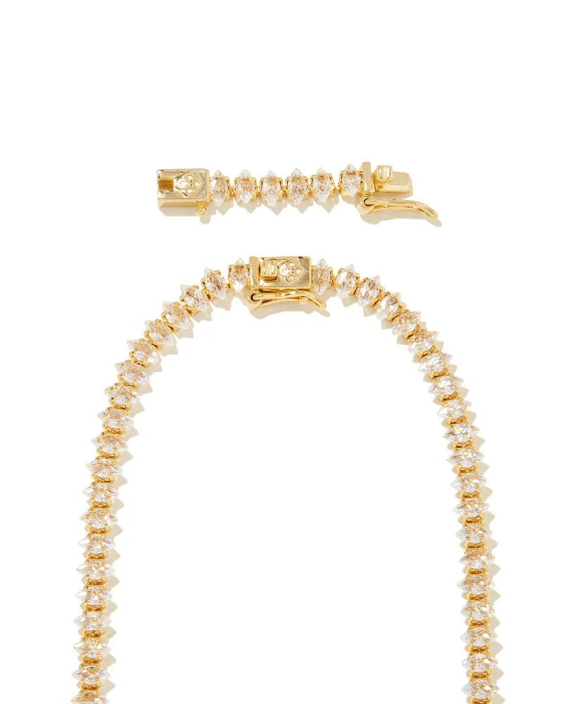 Kendra Scott | Larsan Gold Tennis Necklace in White Crystal - bestdisneylandrvpark