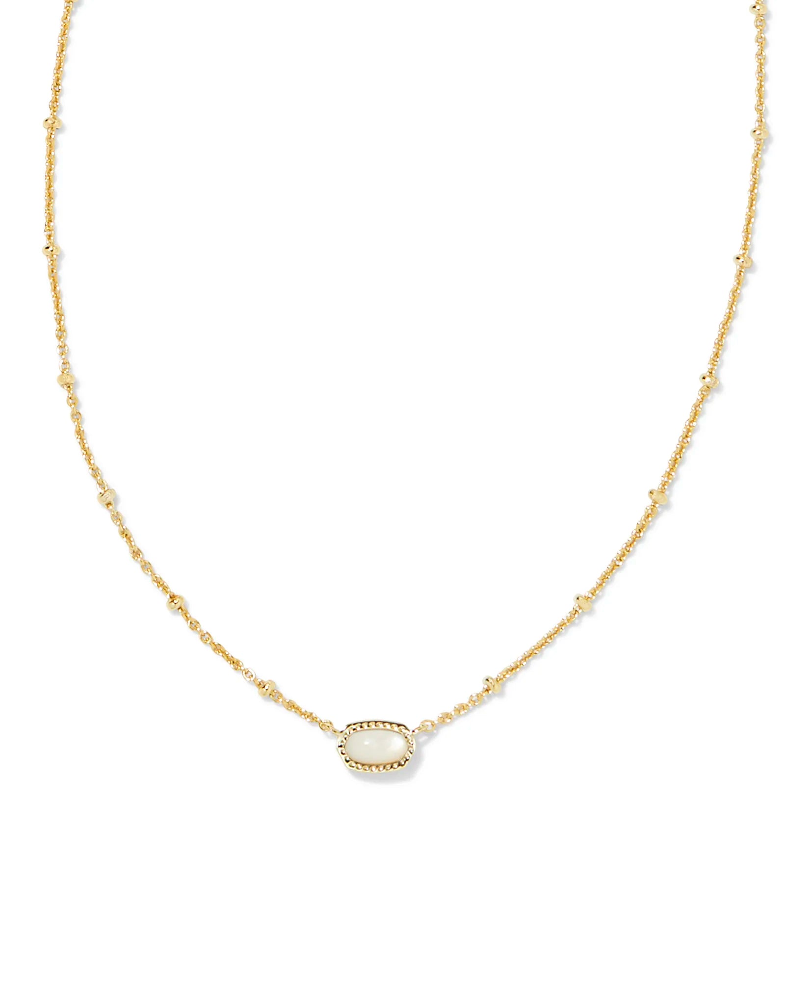 Kendra Scott |  Mini Elisa Gold Satellite Short Pendant Necklace in Ivory Mother of Pearl - bestdisneylandrvpark