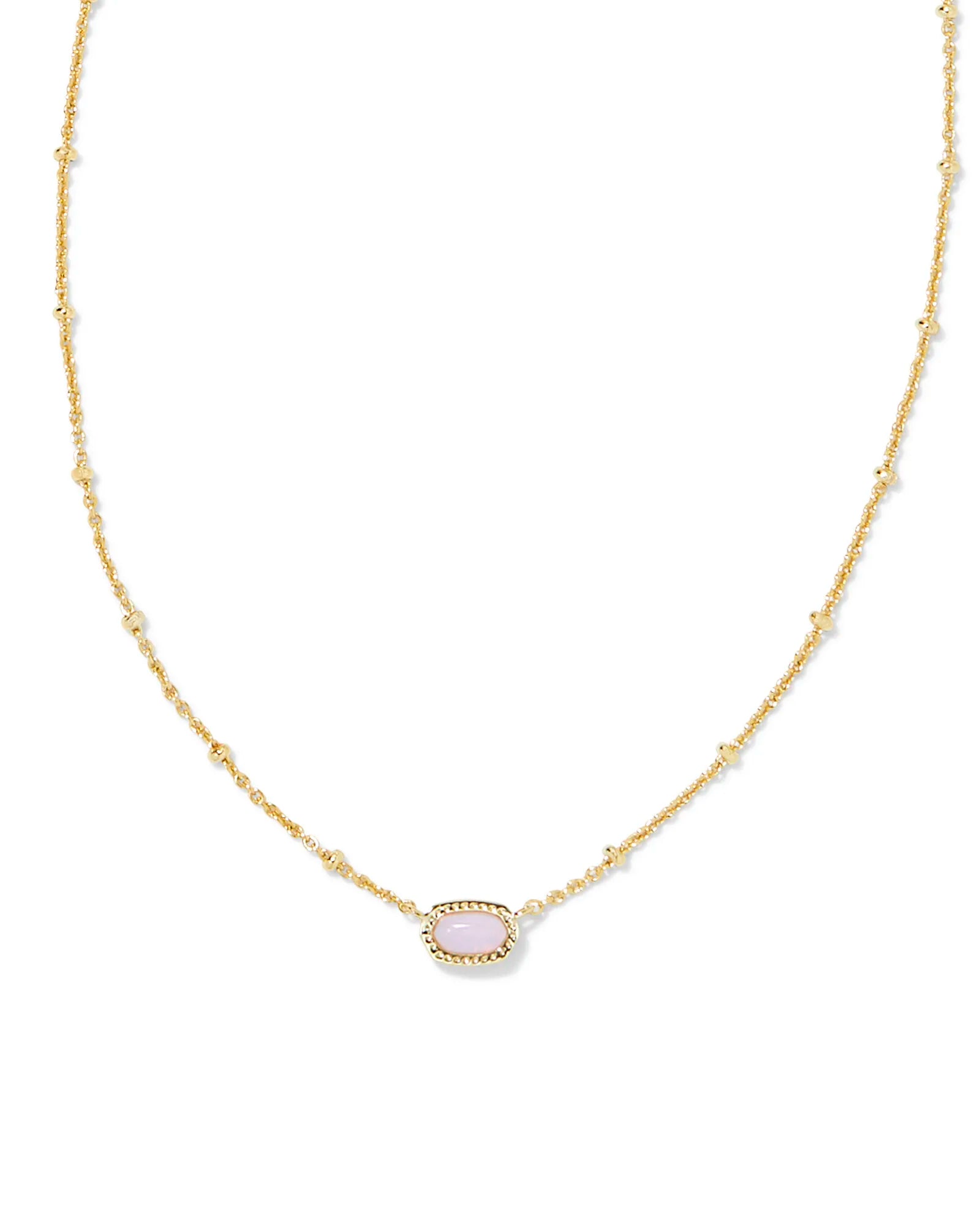 Kendra Scott |  Mini Elisa Gold Satellite Short Pendant Necklace in Pink Opalite Crystal - bestdisneylandrvpark