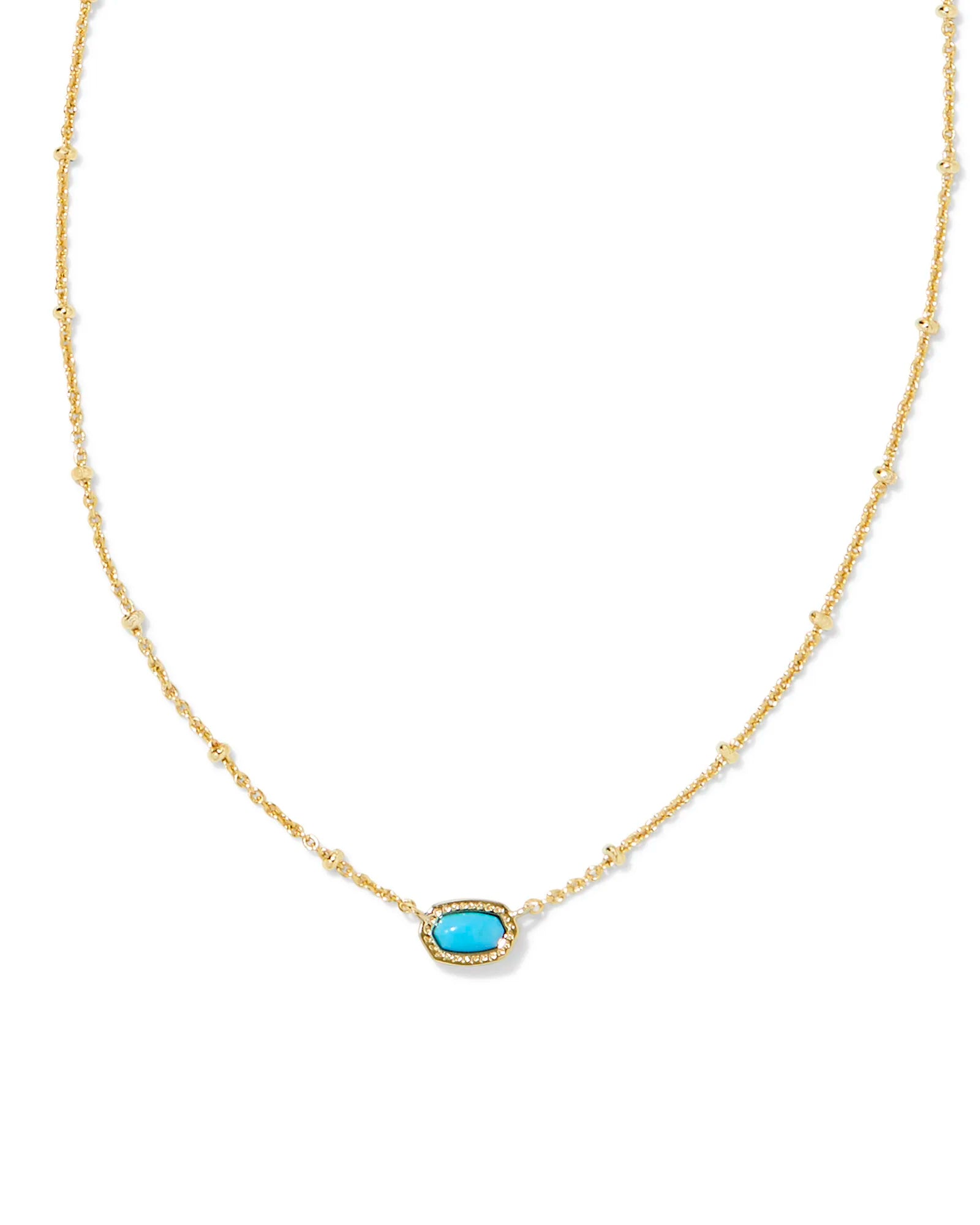 Kendra Scott |  Mini Elisa Gold Satellite Short Pendant Necklace in Turquoise Magnesite - bestdisneylandrvpark